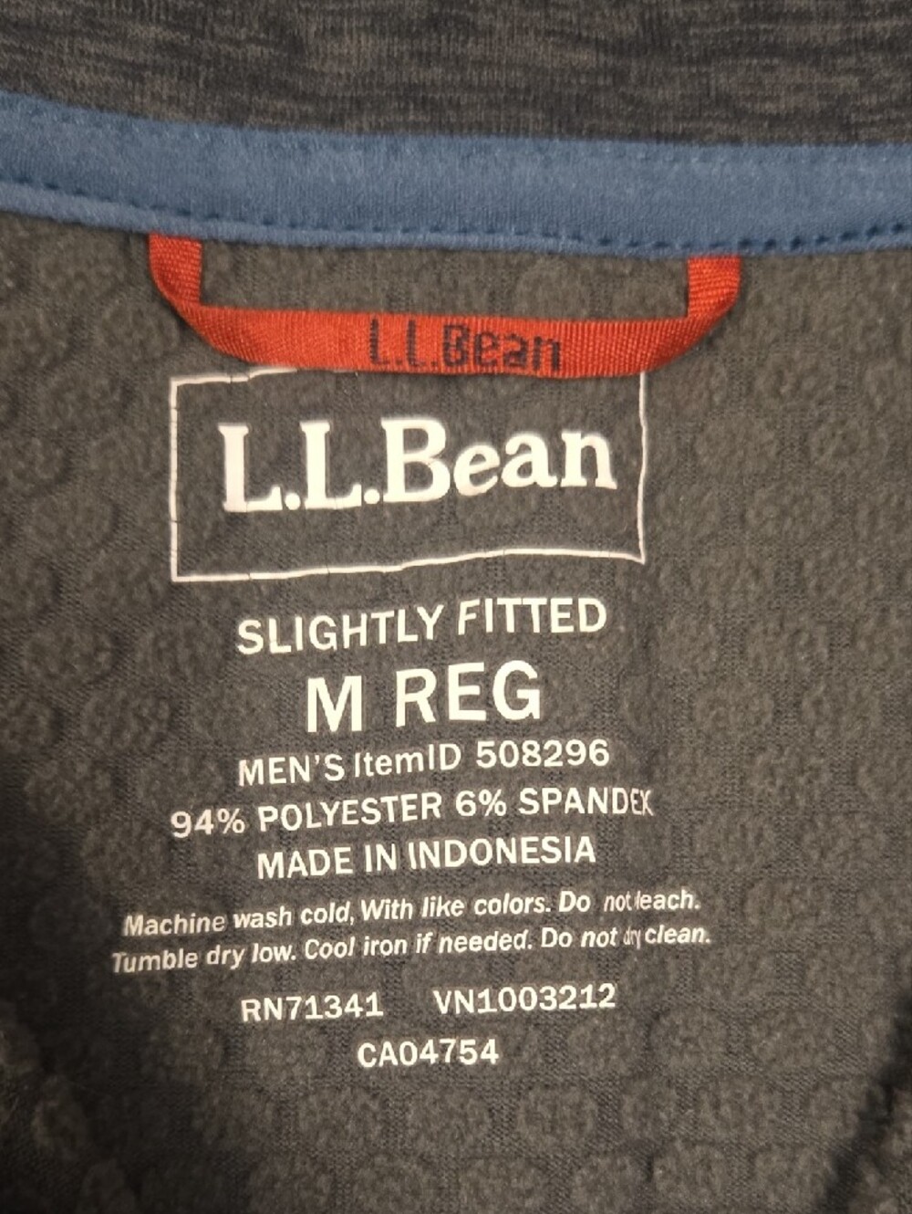 L.L. Bean Men’s Quarter-Zip Pullover - Heather Charcoal with Blue Zip - Picture 2 of 6